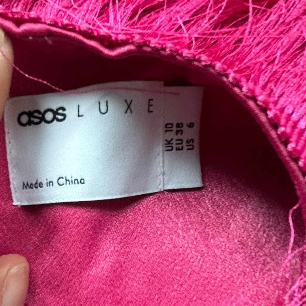 Asos Pink Fringed Women's Blazer NWT Size 6 Shoulder Pad Bachelorette Festival - Picture 5 of 8